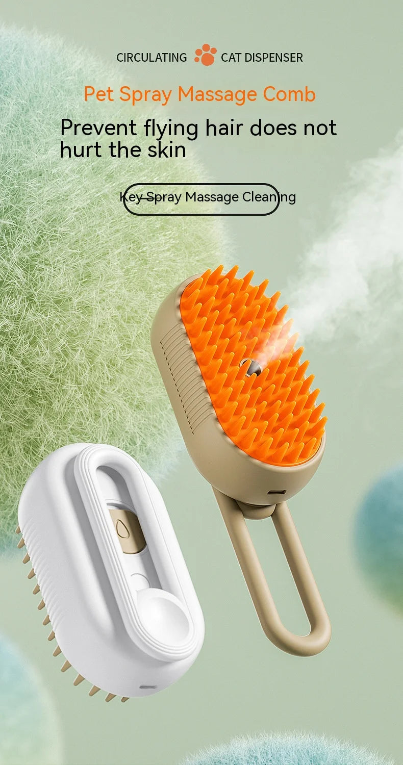 New Pet Spray Comb for Cats and Dogs Pet Electric Spray Hair Removal Comb One Key Spray Anti-Flying Massage Brush, Clean Massage