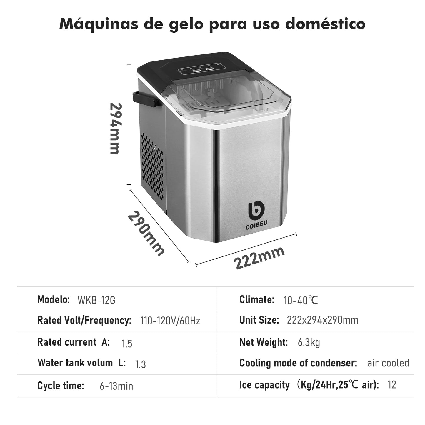 Máquina de gelo elétrica portátil