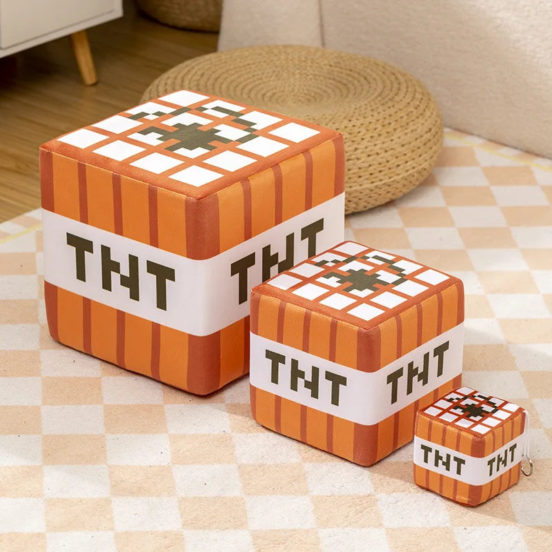 MineCraftion TNT Figure Stuffed Plush Doll Model Toys MineCraftion Cartoon Square Pillow Doll Steve Alex TNT Model For Gifts